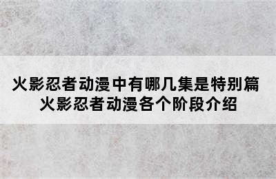 火影忍者动漫中有哪几集是特别篇 火影忍者动漫各个阶段介绍